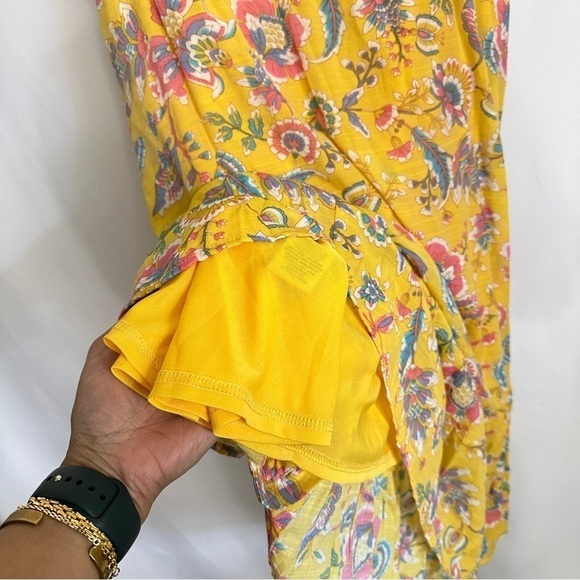 NWT Nanette Lepore Women's Sleeveless Yellow Floral Tiered Midi SunDress sz 14 - Picture 14 of 15